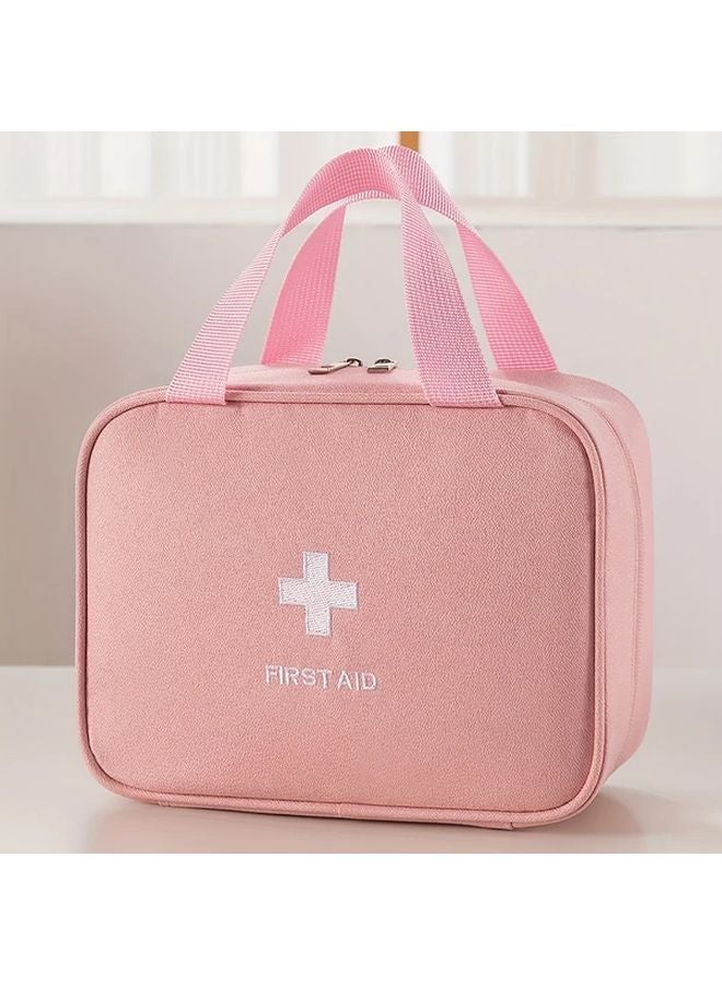 مجموعة الإسعافات الأولية الكبيرة الوردية الموجبة المحمولة مع أقسام متعددة لتنظيم الطوارئ الطبية أثناء السفر - Image 1