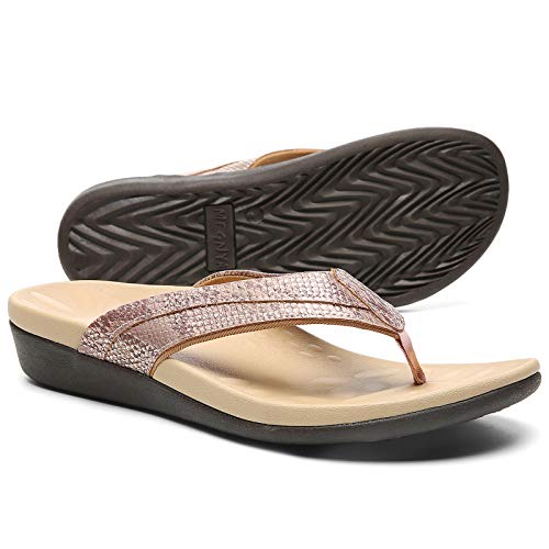 MEGNYA Ergonomic Plantar Fasciitis Flip Flops for Ladies, Heel Foot Back Pain Relief Orthotic Sandals, Cloud Arch Support Footbed Slippers, Comfy Athletic Sandals size 9 - Image 1