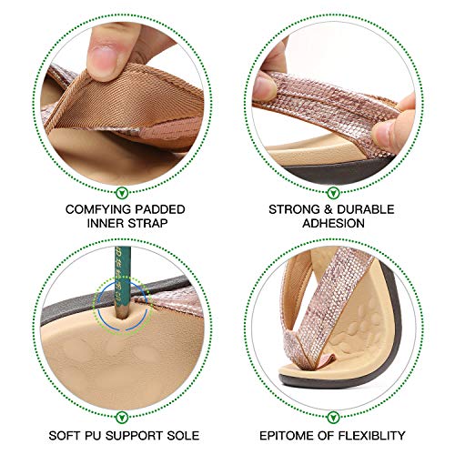MEGNYA Ergonomic Plantar Fasciitis Flip Flops for Ladies, Heel Foot Back Pain Relief Orthotic Sandals, Cloud Arch Support Footbed Slippers, Comfy Athletic Sandals size 9 - Image 5