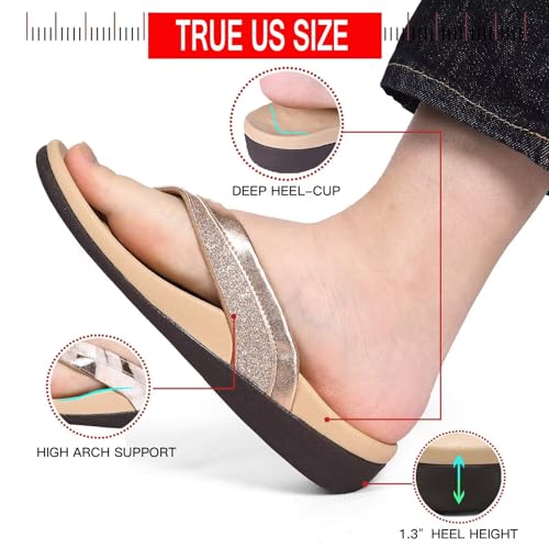 MEGNYA Ergonomic Plantar Fasciitis Flip Flops for Ladies, Heel Foot Back Pain Relief Orthotic Sandals, Cloud Arch Support Footbed Slippers, Comfy Athletic Sandals size 9 - Image 4