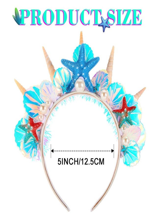 Zoestar Light Up Mermaid Costume Headband Led Seashell Hair Band Glowing Party Hair Accessories for Women - Image 4