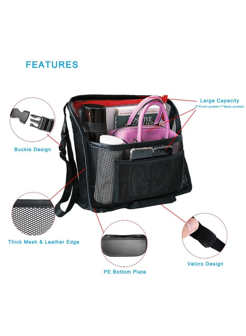 KASTWAVE Car Net Pocket, Large Capacity Storage Bag Hanging Between Seats, Car Front Seat Handbag Holder, Car Storage Bag Suitable for Storing Wallets Mobile Phones Document Bags Tissues Handbags Black  - Image 2