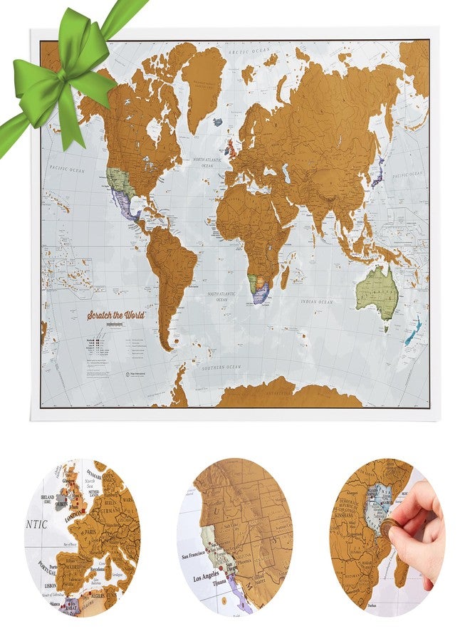 Maps International Scratch Off Map of the World Travel Poster - 17(h) x 22(w) inches - Image 1