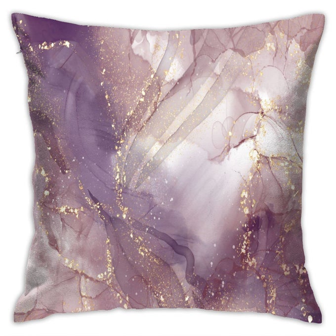 PINK PURPLE MARBLE THROW PILLOW COVERS ELEGANT GLITTER GOLD DESIGN SQUARE PILLOWCASES FOR HOME DECOR SOFA CAR BEDROOM PILLOW CASE 18X18INCH