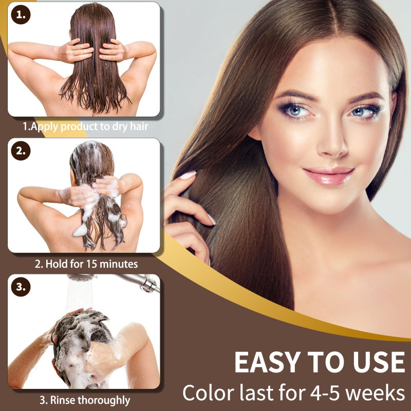 COSMTEK Dark Brown Hair Dye Shampoo Permanent for Men&Women,Instant Hair Color Shampoo for Gray Hair Coverage and Beard,3-In-1 Shampoo for Color Treated Hair,Lasts 30 Days/500ml/Ammonia-Free/Natural herbal Ingredients. - Image 5