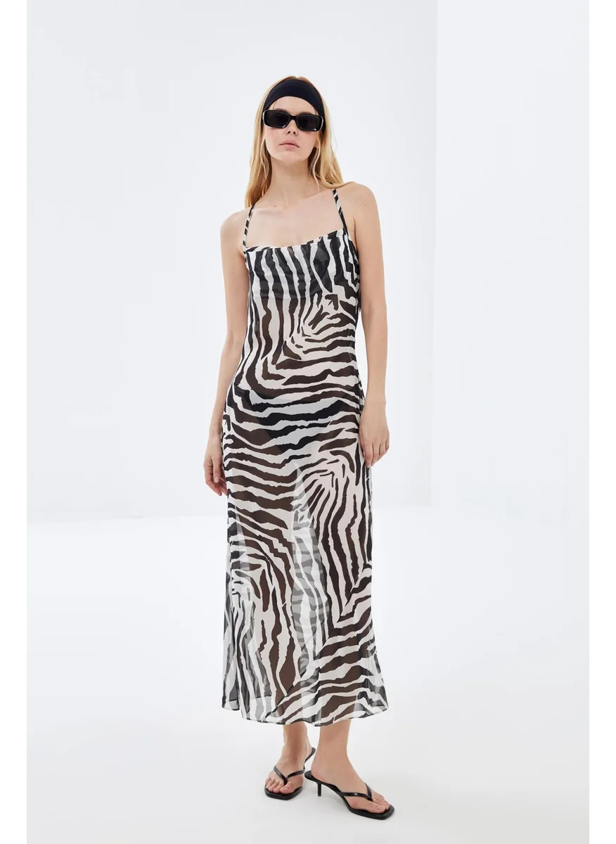 Pieces Of Melon Zebra Print Beach Dress
