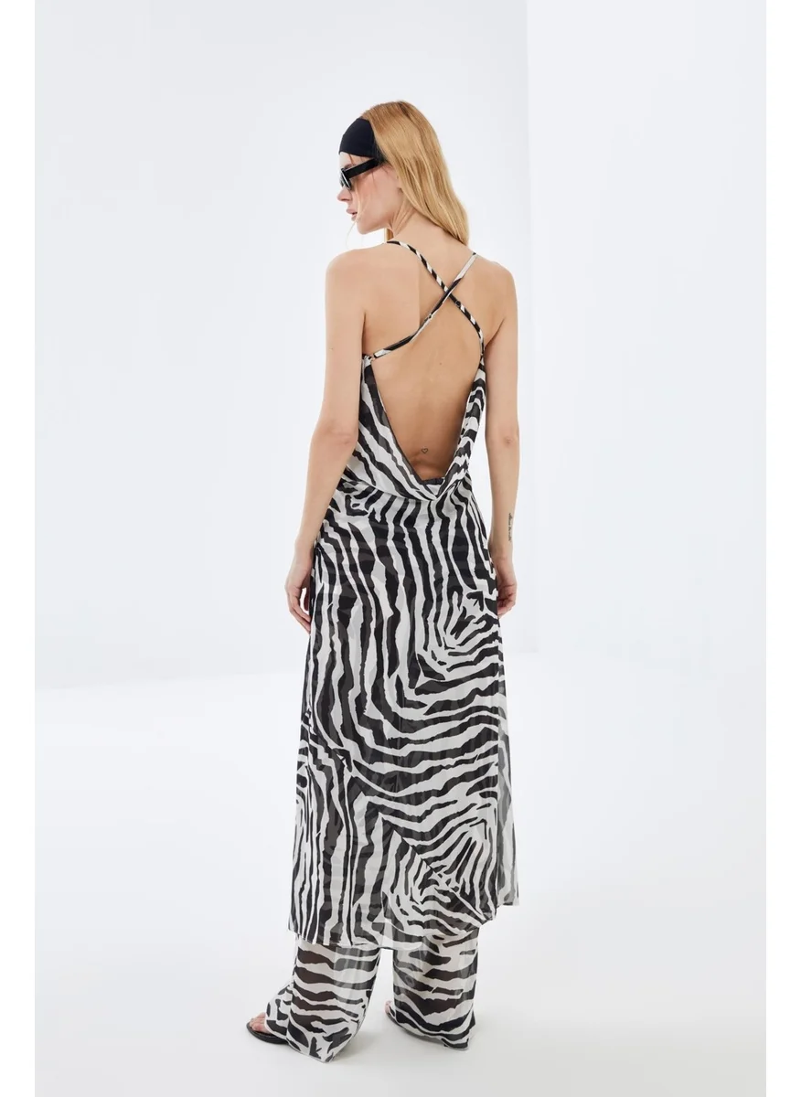 Pieces Of Melon Zebra Print Beach Dress