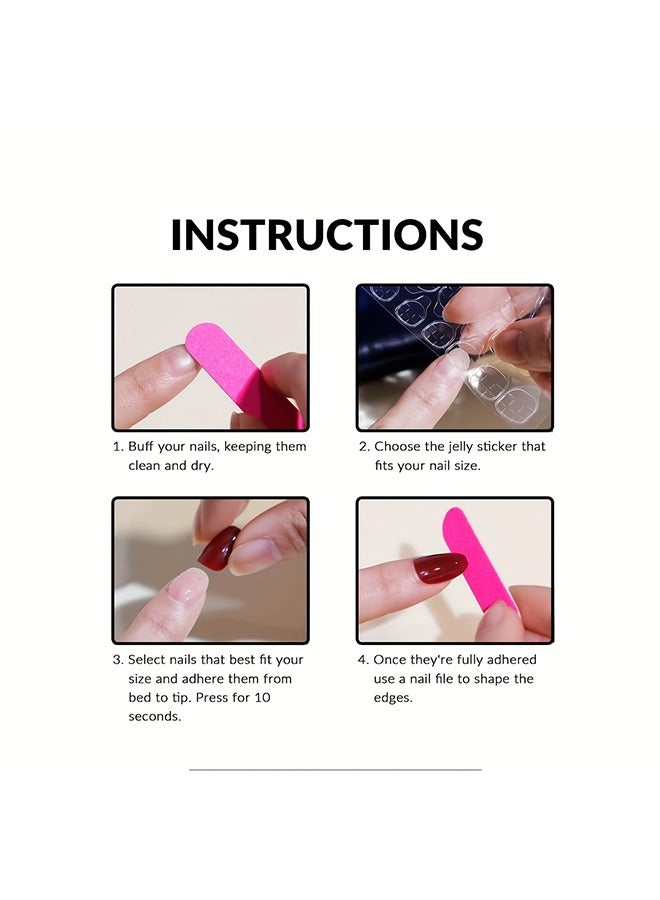 24pcs Pink Press On Nails, Medium Square Fake Nails With French White Stripe Design, Glossy Full Cover False Nails For Women And Girls - Image 4