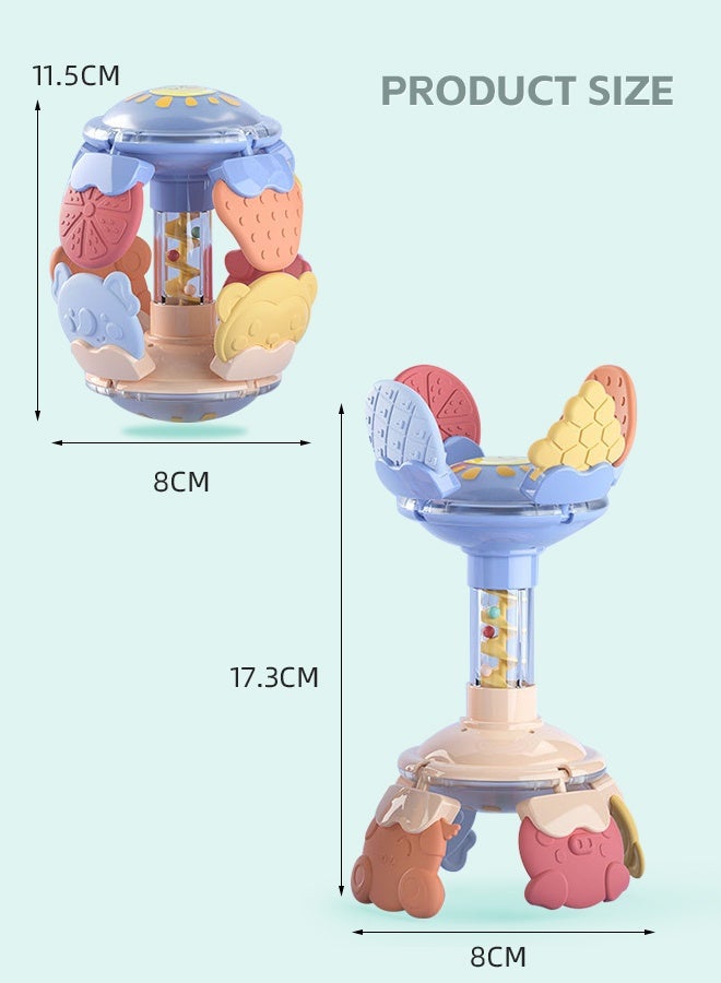 سوفت تاتش لعبة عضاضة للأطفال متعددة الأوضاع، خشخيشة للأطفال الصغار، ألعاب مهدئة مع منزلق حلزوني، لعبة مضغ للأطفال من عمر 0 ​​إلى 3 سنوات، للأولاد والبنات (أزرق) - Image 2