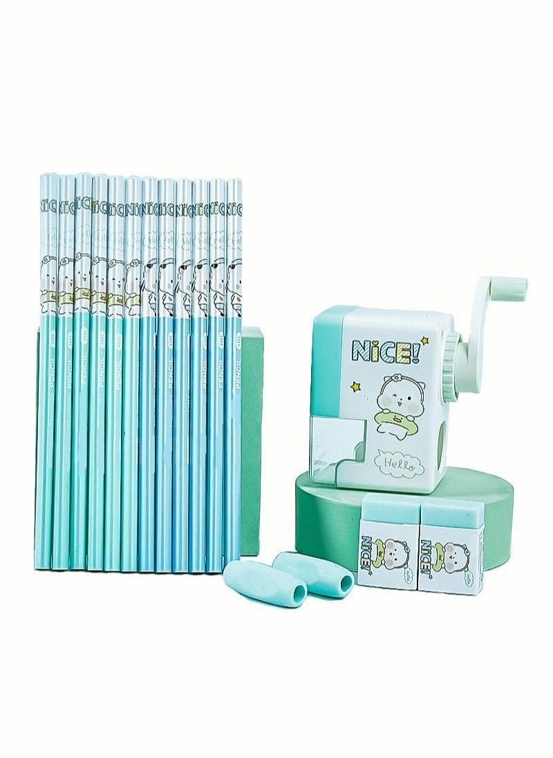 Y&D - 17pcs in Stationery Set Pencil Sharpener And With 2 Erasers Pen Holders Back to School Gift Box for Kids - Image 1