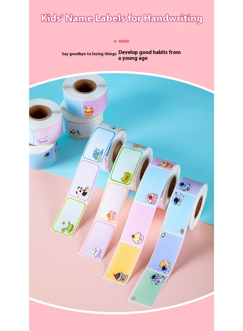 4Pcs Cartoon Name Stickers Handwritten Water Cup Stickers Seamless Waterproof Stickers Classification Labels - Image 2