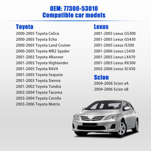YITHSWAY Gas Cap Fuel Cap 77300-53010 for 2000-2006 Toyota Celica Echo Land Cruiser MR2 Spyder 4Runner Highlander RAV4 Sequoia Sienna Tundra Tacoma Corolla Matrix, Scion xA xB, Lexus GS300 IS300 LS430 LX470 - Image 2