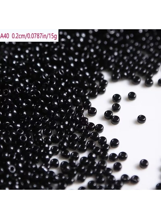 2mm Glass Seed Beads 15g (~865pcs) Black Small Loose Beads for DIY Jewelry Making Bracelets, Necklaces, Anklets & Craft Supplies - Image 1