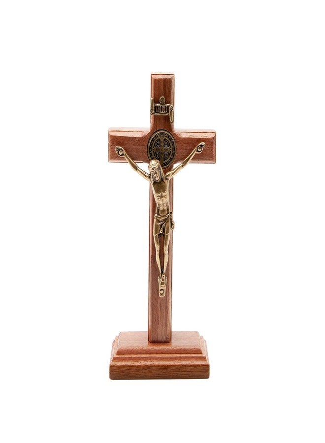 Intercession Wall and Table Wood Cross Crucifix (5 inches - Antique Gold) - Image 1