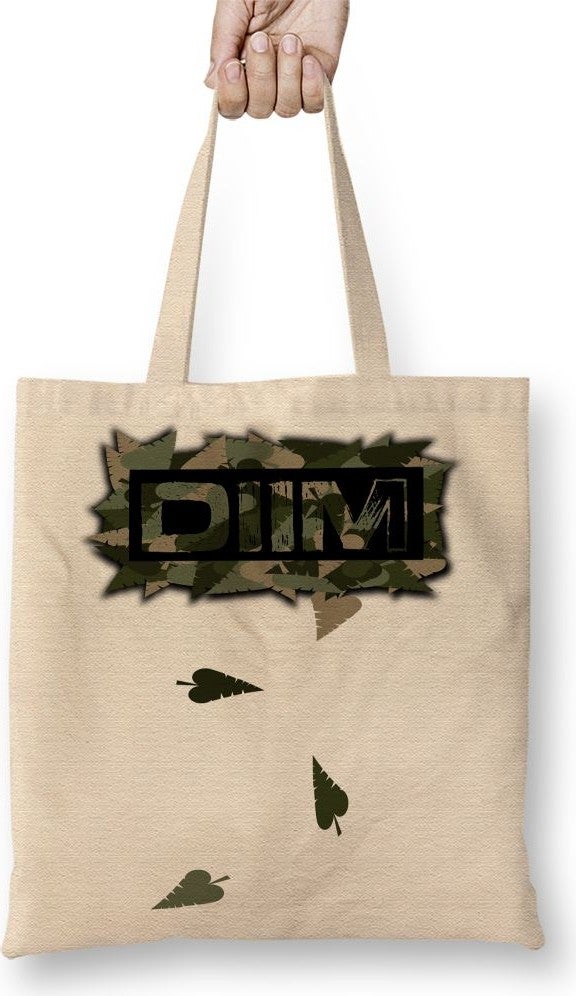 Baskı Dükkanı Print Shop Logo Diim Floral Camouflado Cloth Bag Long Handle