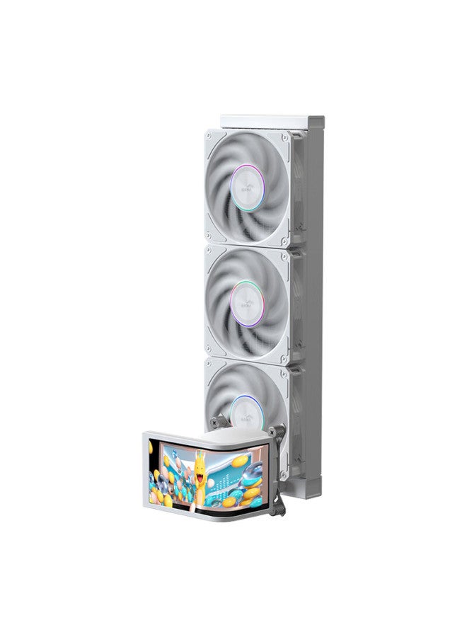 Sama Zw360d Ultra, Phantom White, Curved Screen Water-cooled Cpu Cooler, 360° Rotating Water Cooling Head, 6.8-inch 2k Display, Naked Eye 3d, Lga1851/am5 - Image 1