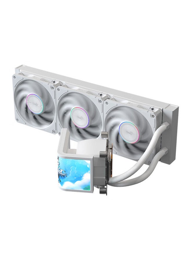 Sama Zw360d Ultra, Phantom White, Curved Screen Water-cooled Cpu Cooler, 360° Rotating Water Cooling Head, 6.8-inch 2k Display, Naked Eye 3d, Lga1851/am5 - Image 3