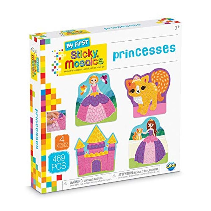 ORB My First Sticky Mosaics Princesses, Purple/Pink/Yellow/Blue, 9.5" x 1.5" x 9.5" (50955-00) - Image 1