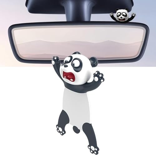 TSTESE Cute Car Rearview Mirror Screen Pendant Ornament Compatible with Tesla Model 3 Y X S Cybertruck Truck Navigator Screen Decal Interior Decorations Sticker Trim Accessories Panda - Image 1