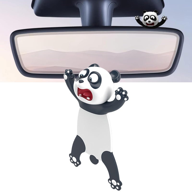 TSTESE Cute Car Rearview Mirror Screen Pendant Ornament Compatible with Tesla Model 3 Y X S Cybertruck Truck Navigator Screen Decal Interior Decorations Sticker Trim Accessories Panda - Image 3