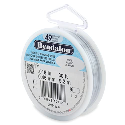 Beadalon 49 Strand Stainless Steel Bead Stringing Wire 018 in 046 mm White 30 ft 92 m