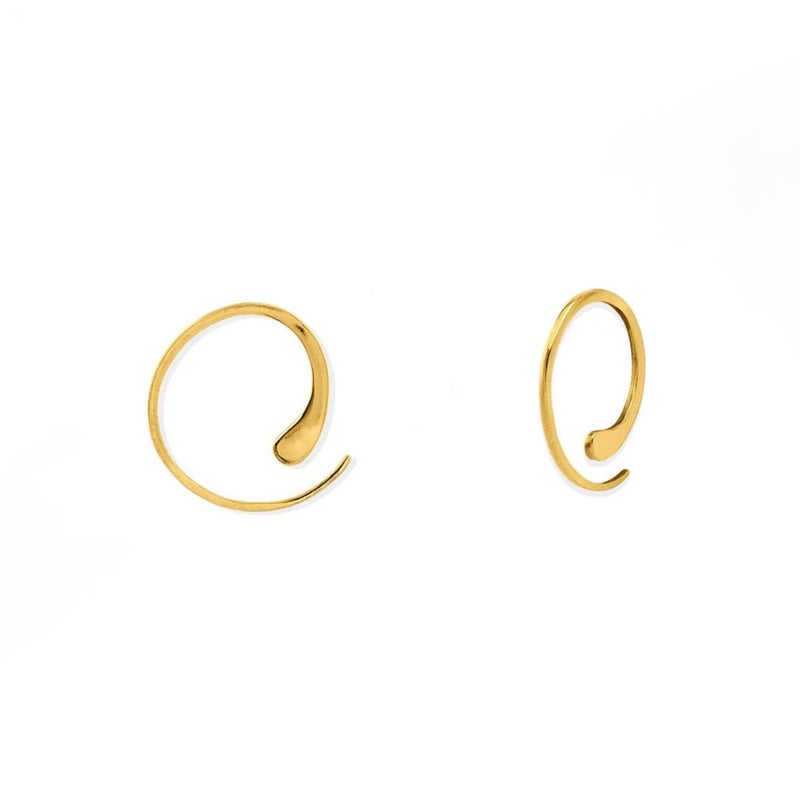 Boma Jewelry Sterling Silver Pull Through Hoop Earrings (Small 14KT Gold Plated) - Image 1