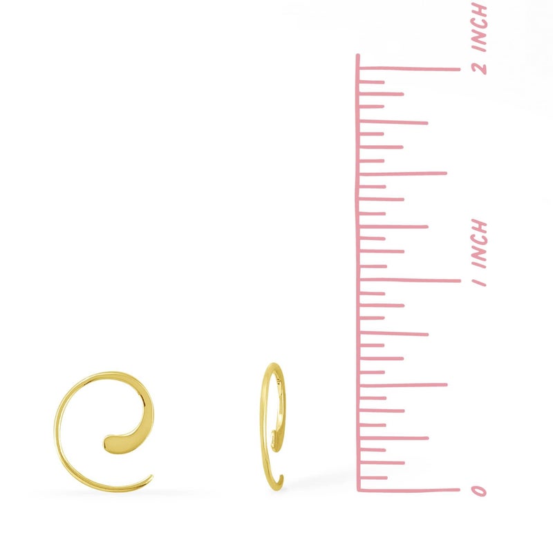 Boma Jewelry Sterling Silver Pull Through Hoop Earrings (Small 14KT Gold Plated) - Image 4