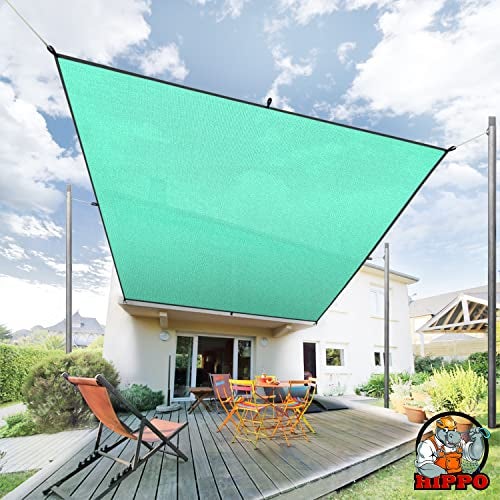 HIPPO Shade Sail with Polyester Band Affordable & Premium 150 GSM Sun Shade UV Block for Outdoor Car Parking (Green, 9.5FTX8FT) - Image 1