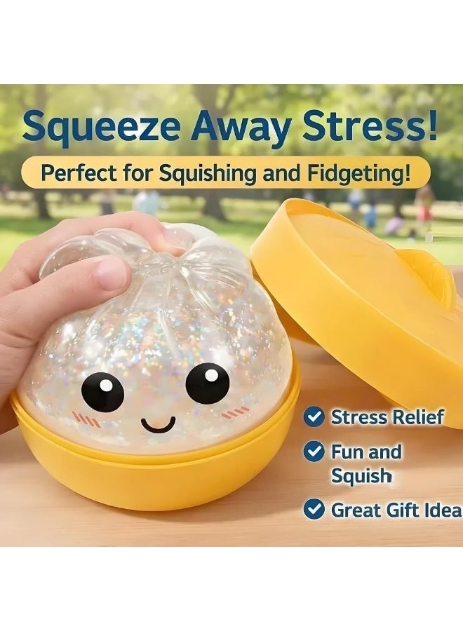 جِيجل جوي جليتر الكعكة Squishy - عشوائي الكعكة Squishy مربع الغموض ، لعبة 10 ألوان الكعكة Squishy ، كرات الإغاثة من الإجهاد المفاجأة الملونة مع البخار إعادة الاستخدام الرد الضغط لهدايا المكتب المنزلي (Random-2PCS) - Image 5