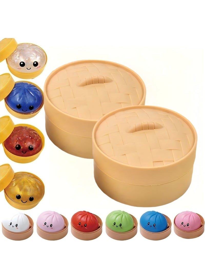 جِيجل جوي جليتر الكعكة Squishy - عشوائي الكعكة Squishy مربع الغموض ، لعبة 10 ألوان الكعكة Squishy ، كرات الإغاثة من الإجهاد المفاجأة الملونة مع البخار إعادة الاستخدام الرد الضغط لهدايا المكتب المنزلي (Random-2PCS) - Image 1