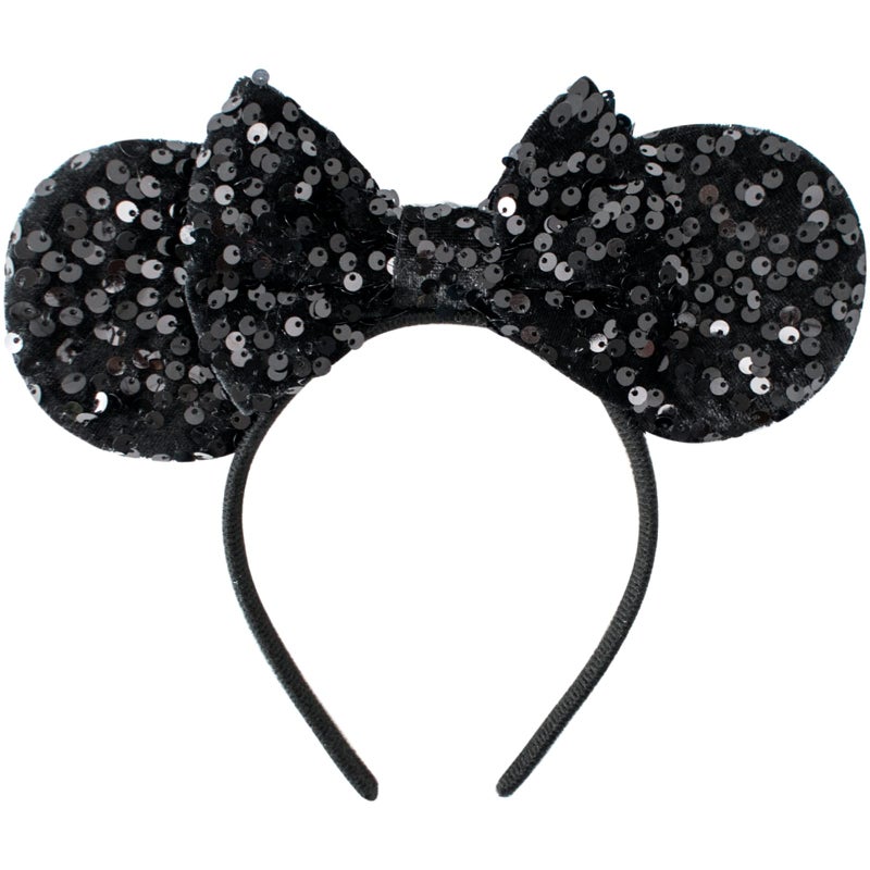 KARETT Mouse Ears Bow Headbands, Sparkle Mouse Ears Headband Glitter Hair Band for Party Princess Decoration Cosplay Costume - Image 1