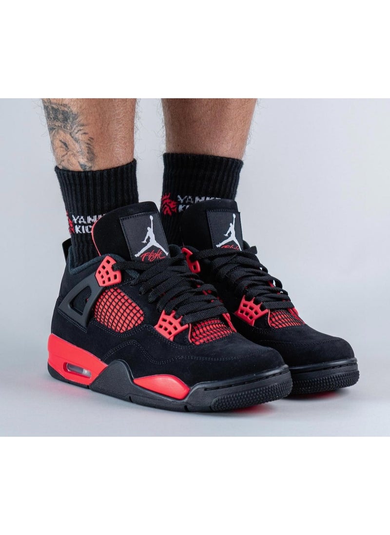 Air Jordan 4 Red Thunder mma Shoes for Boys - Red/ Black