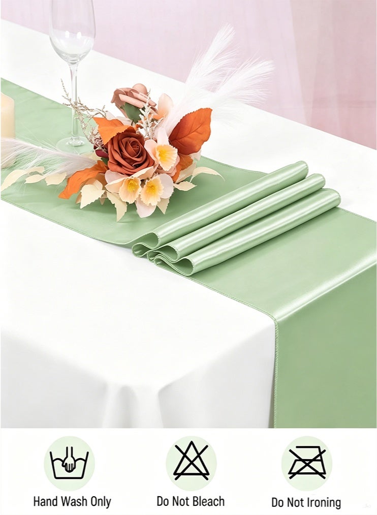 12 Pack Table Runner, 30 x 183 CM Smooth Silk Table Runner for dining Table, Sage Green Table Runner for Wedding, Party, Banquet, Events, Graduations, Engagements and Home - Image 3
