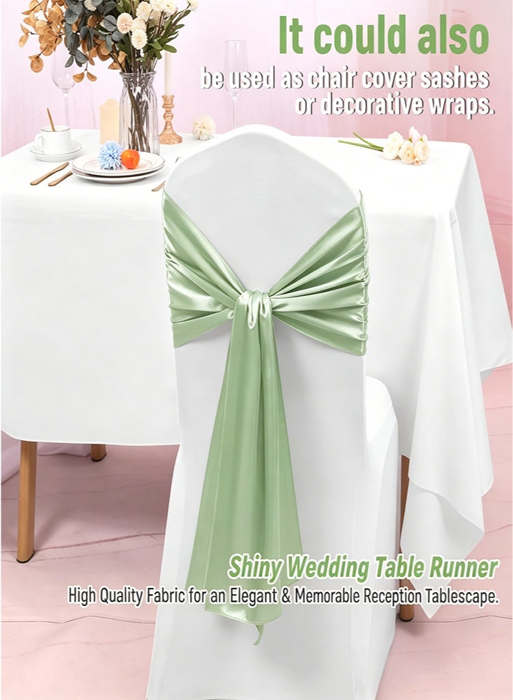 12 Pack Table Runner, 30 x 183 CM Smooth Silk Table Runner for dining Table, Sage Green Table Runner for Wedding, Party, Banquet, Events, Graduations, Engagements and Home - Image 4
