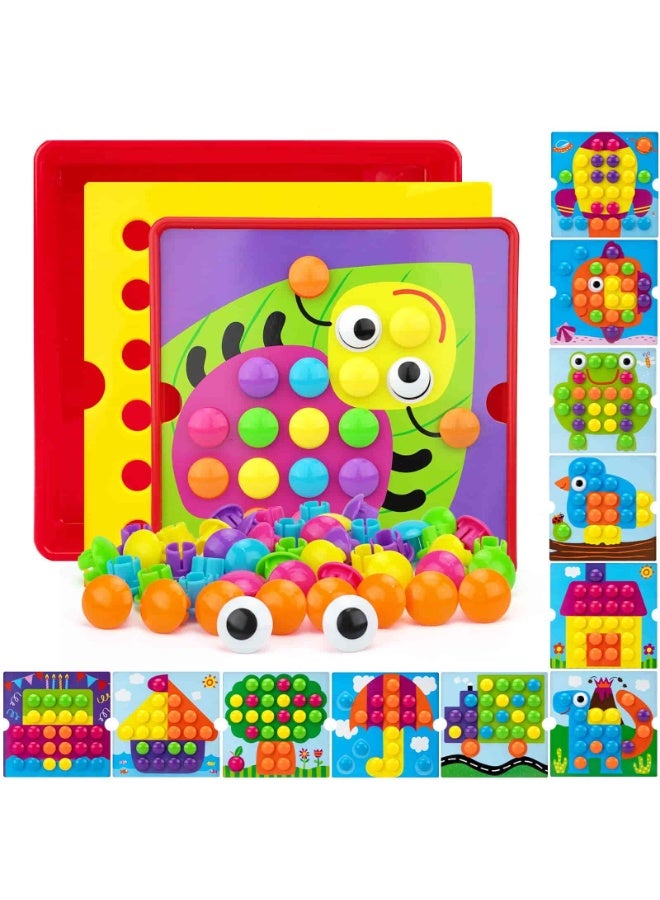 أديلي ألعاب فن الأزرار للأطفال - لوح تعليمي مبكر مع فسيفساء مطابقة الألوان، لعبة المهارات الحركية الدقيقة للأولاد والبنات 3+ - Image 1