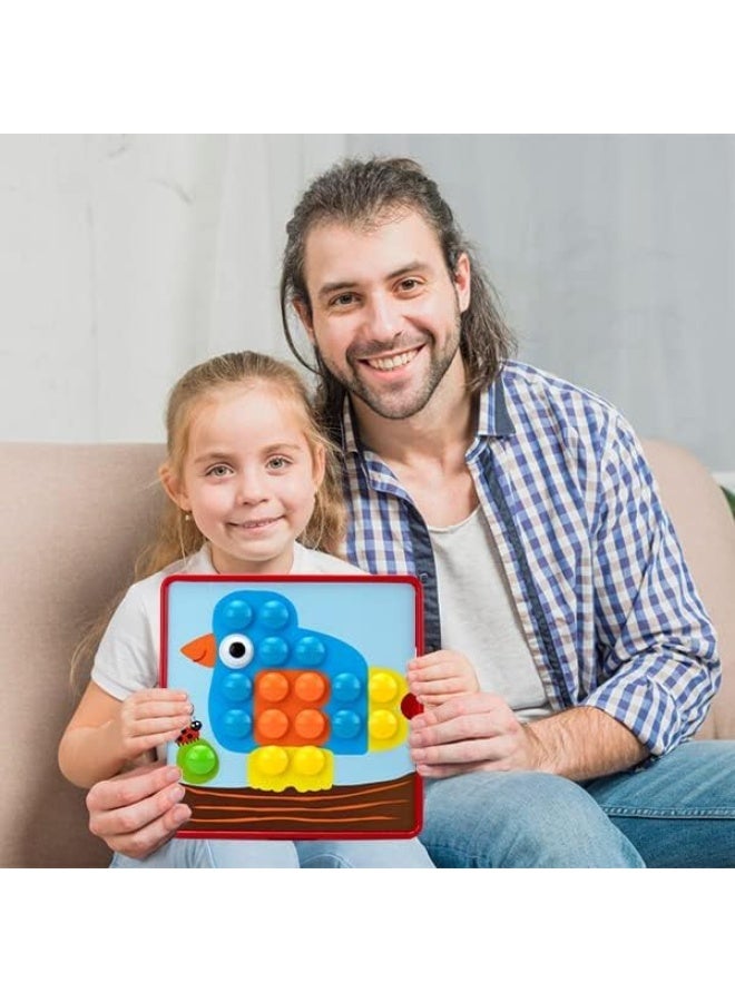 أديلي ألعاب فن الأزرار للأطفال - لوح تعليمي مبكر مع فسيفساء مطابقة الألوان، لعبة المهارات الحركية الدقيقة للأولاد والبنات 3+ - Image 3