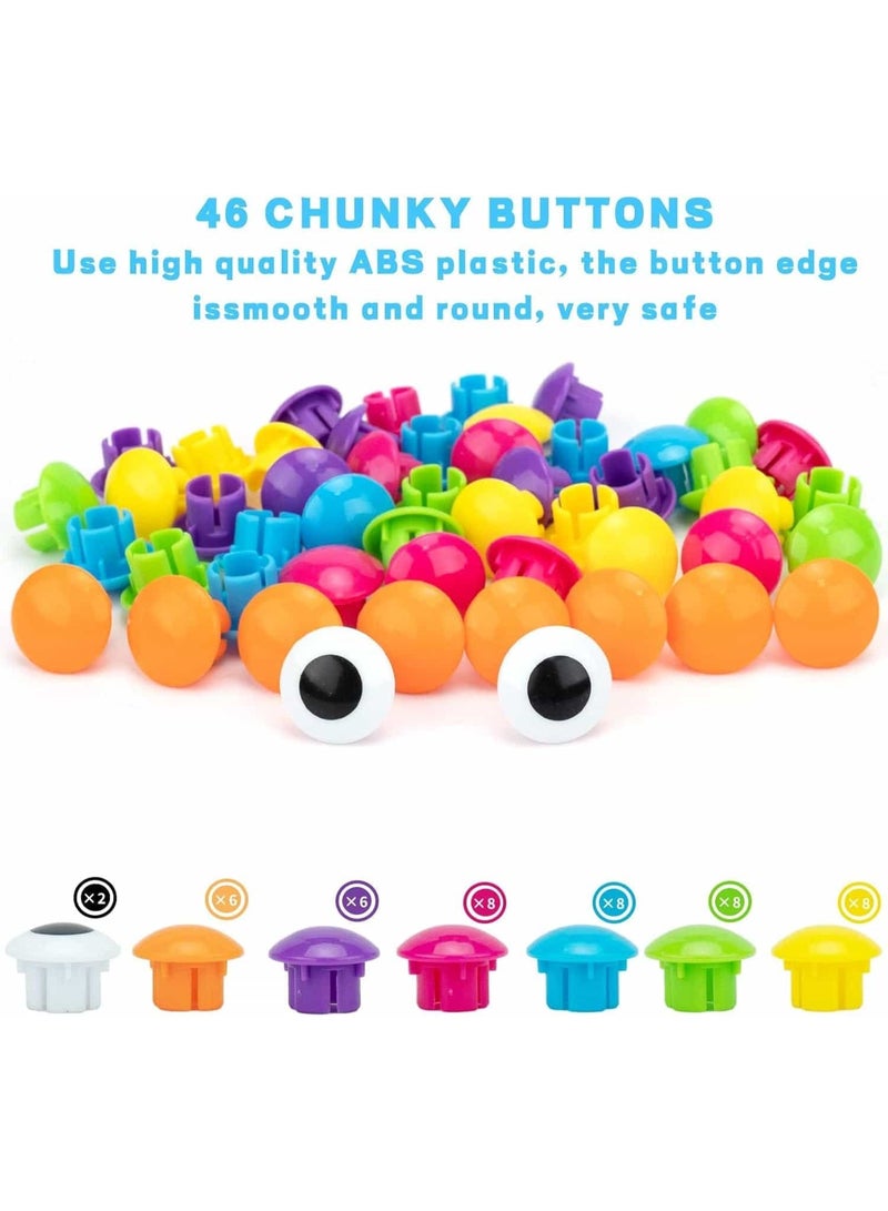 أديلي ألعاب فن الأزرار للأطفال - لوح تعليمي مبكر مع فسيفساء مطابقة الألوان، لعبة المهارات الحركية الدقيقة للأولاد والبنات 3+ - Image 4