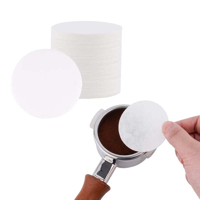 watchget 55mm Espresso Paper Filters 100 Pcs Unbleached Coffee Filter Papers Compatible with 58mm Bottom Portafilter Baskets and Espresso Machine Handles