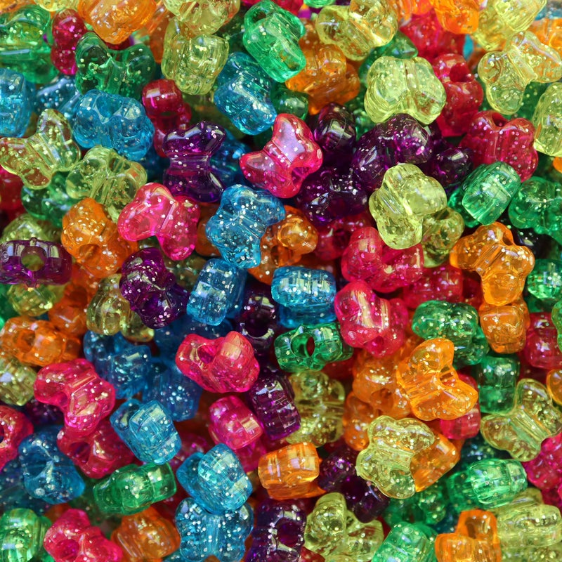 BeadExplosion Butterfly Beads Bright Glitter Sparkle Large Hole Pony Beads MultiColor Mix B07852