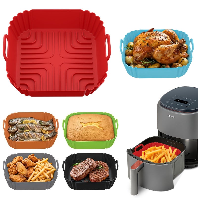 Blue Silicone Rectangular Baking Tray for Air Fryers Non Stick Reusable - Image 1