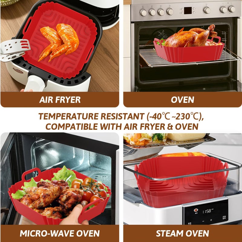 Blue Silicone Rectangular Baking Tray for Air Fryers Non Stick Reusable - Image 4
