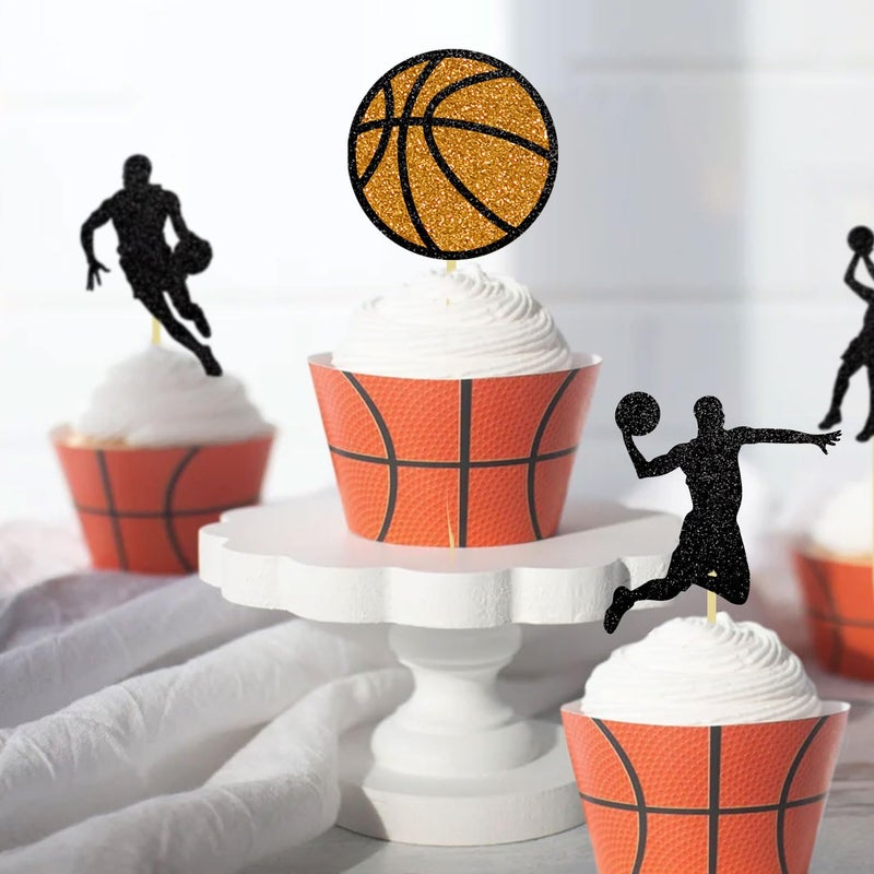 Moitkptt 24Pcs Basketball Cupcake Toppers for Basketball Party Decorations  Basketball Player Cupcake Toppers  Basketball Theme Baby Shower Party Decorations (Player)  BAK001 - Image 4