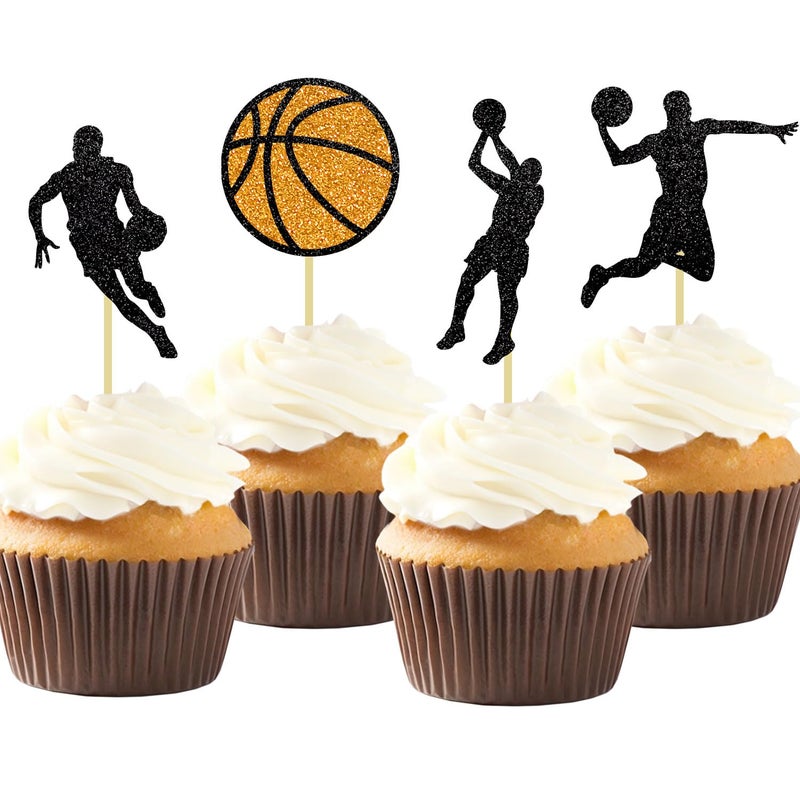 Moitkptt 24Pcs Basketball Cupcake Toppers for Basketball Party Decorations  Basketball Player Cupcake Toppers  Basketball Theme Baby Shower Party Decorations (Player)  BAK001 - Image 1