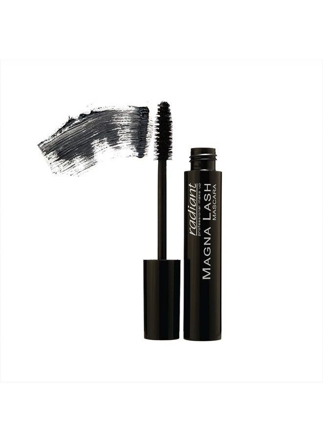 RADIANT PROFESSIONAL MAKE UP / HELLENICA - Radiant Professional Magna Lash Mascara, Volume and Curl, Silicone Brush, Deep Color, Smudge Proof, Lengthening Lashes, Cruelty Free, Natural Wax For Healthy Eyelashes, 0.43 ounces, Black - Image 1