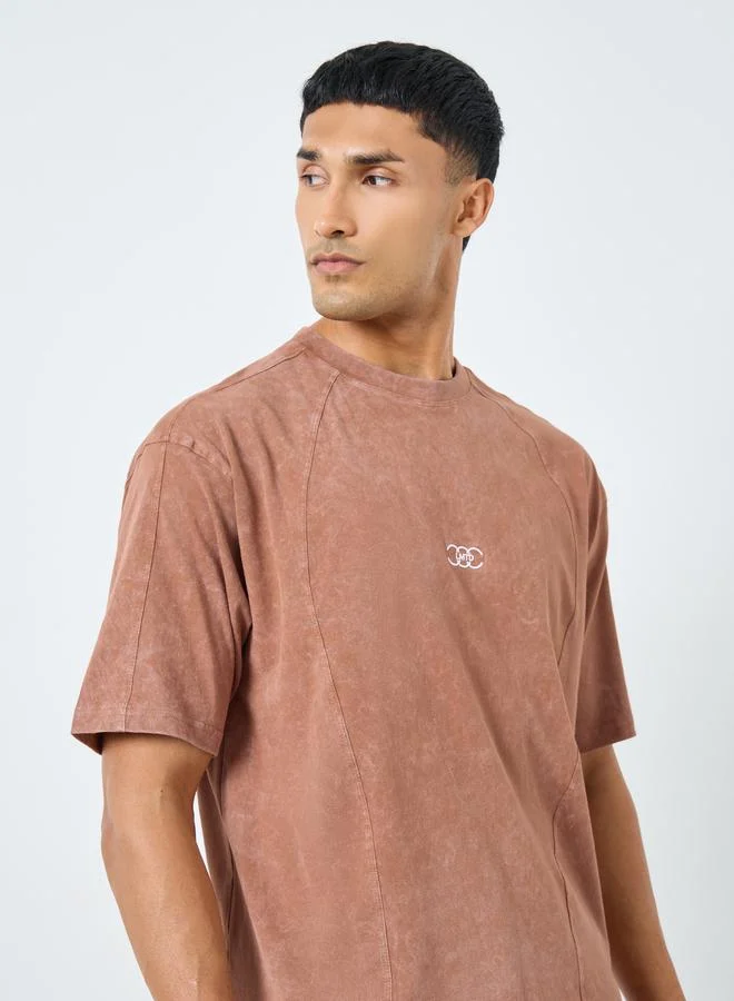 Styli Sew Panelled Acid Wash Jersey T-Shirt