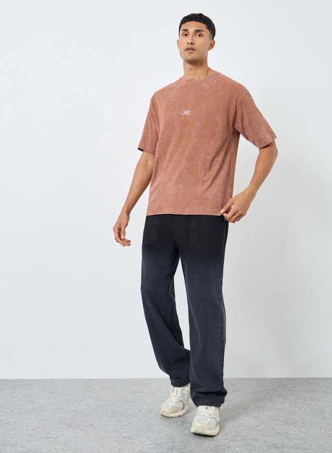 Styli Sew Panelled Acid Wash Jersey T-Shirt - Image 2