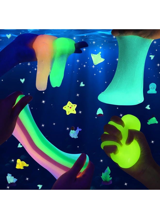 Okaybee Ocean Adventure Glow in the Dark Slime Kit 9 Pack, with Deep Sea Slime Charms, Sensory Experience DIY Rainbow Slime for Kids, Glow Party Favors for Girls & Boys, Birthday Easter - Image 4