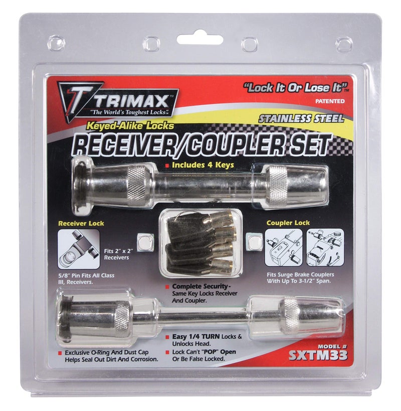 Trimax SXTM33 100% Stainless Steel (SXT3) 5/8" Receiver Lock & (SXTC3) 3.5" Span Coupler - Image 4