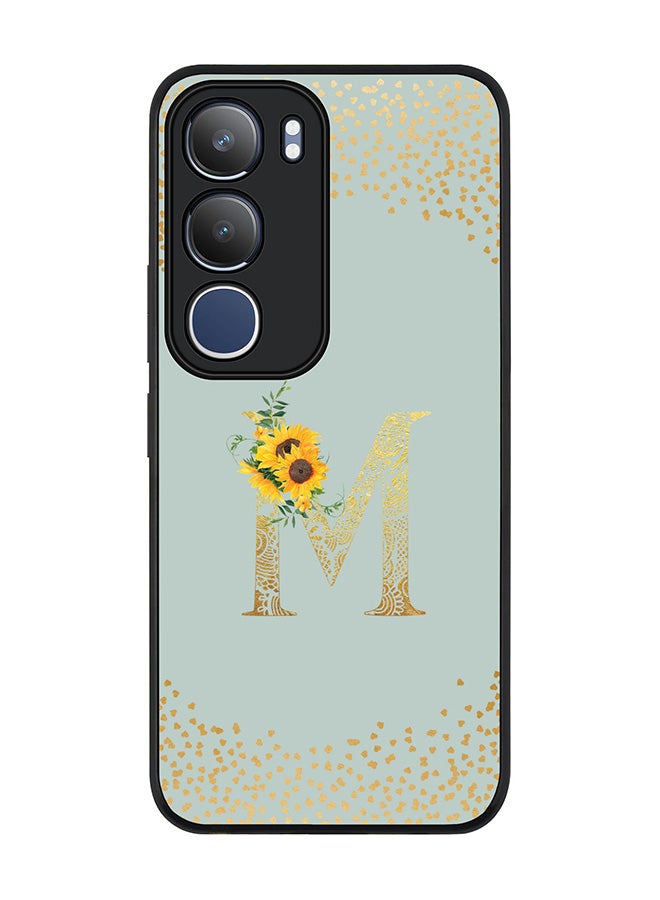 For vivo Y19s / Y19s Pro Case,Slim fit Camera Protection, Shockproof Thin Phone cover  - Custom Floral Monogram - M  (Light Grey )