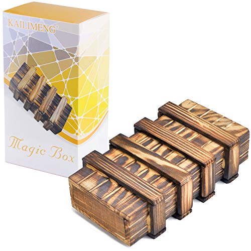 KAILIMENG Puzzle Box, Secret Magic Box with 2 Hidden Compartments Drawers for Coin Money - Brain Teaser Trick Box 3D Wooden Puzzle for Adults - Image 1